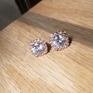 Halo Diamond Rose Gold Earring Studs